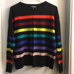 EXPRESS Rainbow Striped Crew Neck Sweater 🌈
